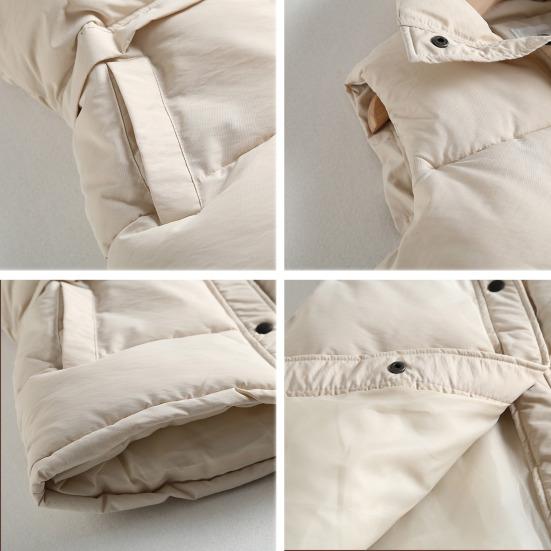 Women Winter Coat with Pockets Press Button Closure Padded Stand Collar Sleeveless Solid Color Outdoor Leisure Sports Down Waistcoat