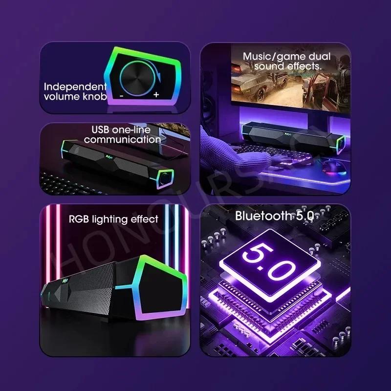 Computer TV Assisted Wired Bluetooth Computer Speaker 4D Surround Sound Desktop Speaker Laptop Speaker Box HIFI Stereo Subwoofer