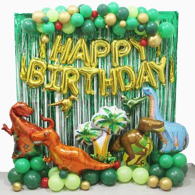 113-Piece Dinosaur Birthday Balloon Set - Green Forest Party Decorations for Boys