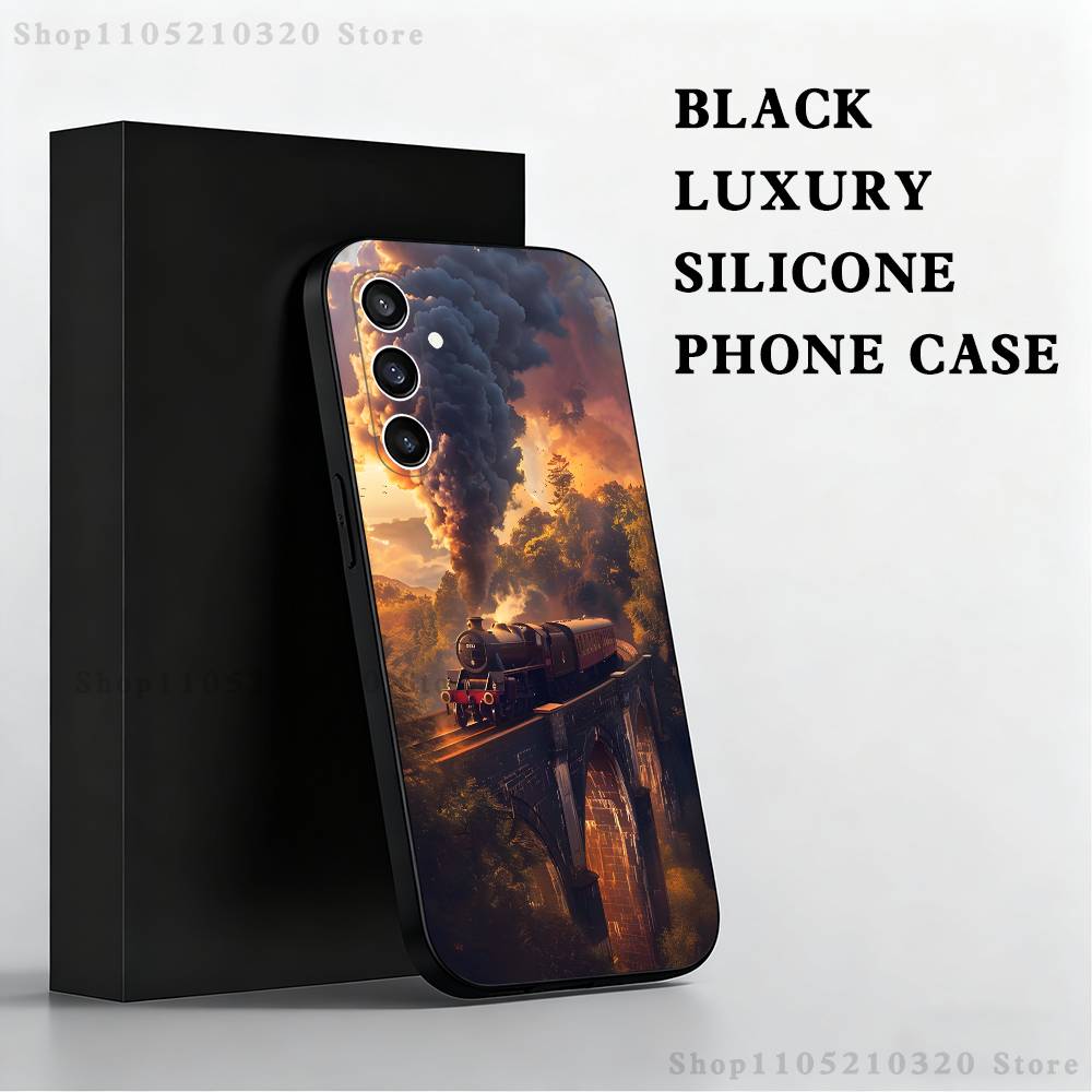 Classic Steam Train Railway Phone Case For Samsung S25,S24,S21,S22,S23,S30,Ultra,S20,Plus,Fe,Lite,Note,10 Black Soft Shell