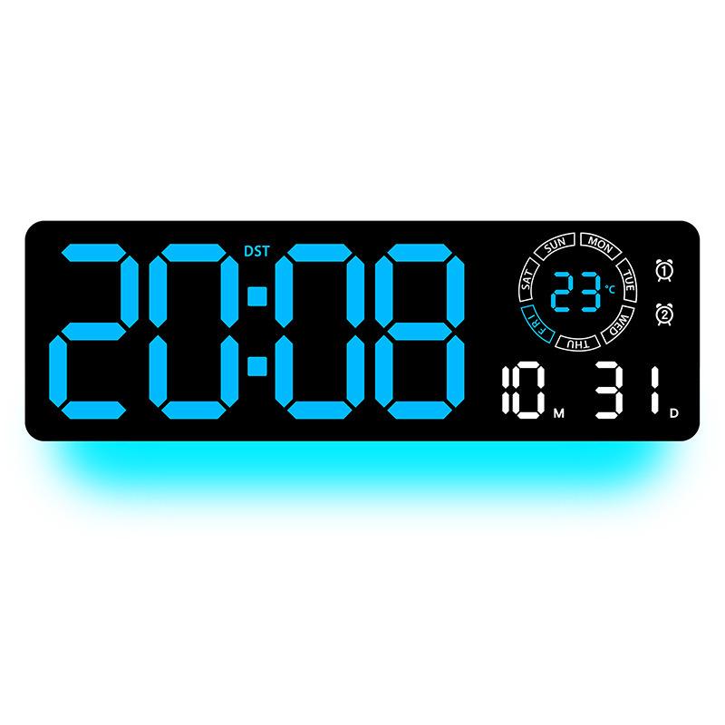 Modern LED Luminous Wall Clock with Dual Alarms