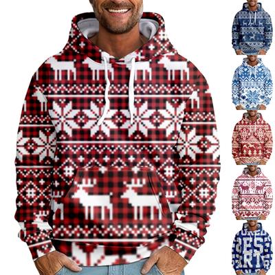 Men's Loose Christmas Printed Hooded Sweatshirt Men's Casual Fashion Sports Sweatshirt