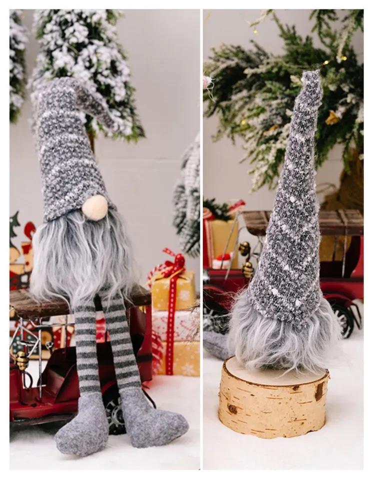 Skandinavisches Regaldeko Wichtel, Graue Farbe, 42 cm Höhe, 9 cm Breite, 9 cm Länge, Stoffmaterial, Beschwerte Füllung, Gestrickt