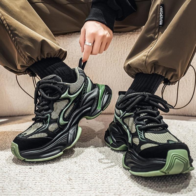 Fashion Mesh Breathable Low Top Thick Soled Niche Design Shoes for Men 2025 Autumn Fashion Trend Versatile Comfortable Platform sneakers