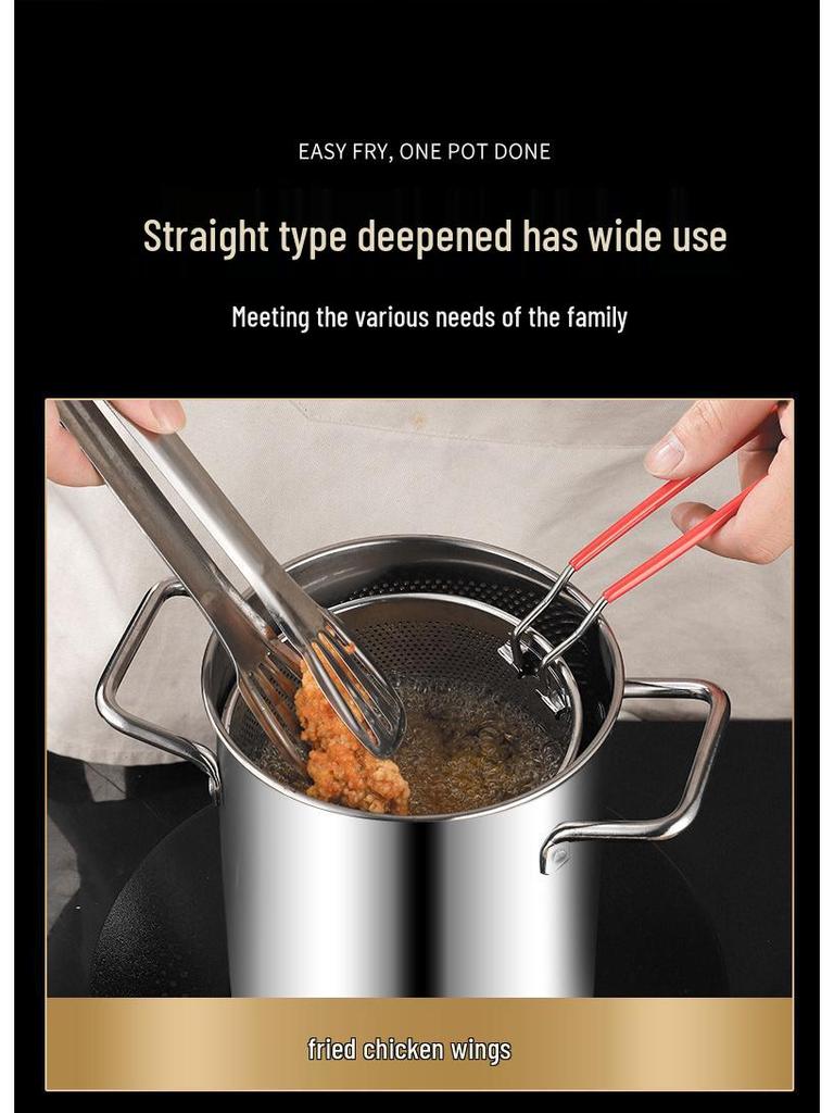 Mini Multifunctional 304 Stainless Steel Frying Pan with Filter for Induction Cookers