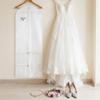 Folding Wedding Dress Garment Bag Non-Woven Dust-Proof Gusseted Dress Bags Large Capacity with Shoe Pockets Wedding Dress Cover