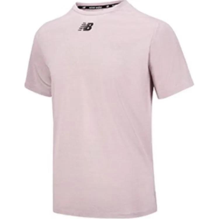 New Balance T Shirts Men's Pink Crew Neck Moderate (Unisex) T-Shirts AMT31251 SOI