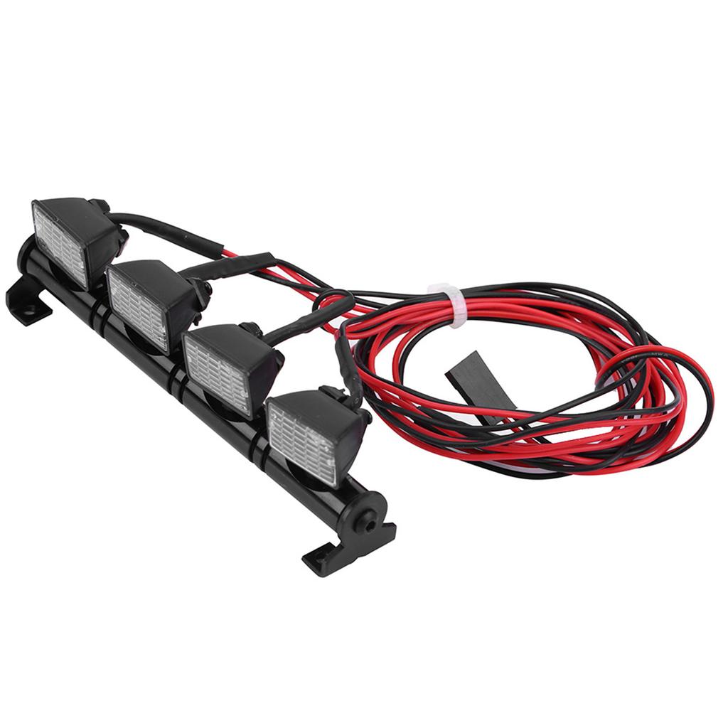 4 LEDs Light Bar Roof Lights Lamp A essory Part for scx10 ‑4 RC Car (White)
