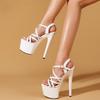 Aneikeh Summer Sexy Super Platform women's pumps Party women's pumps Super high heels 16 cm women's buckle sandals