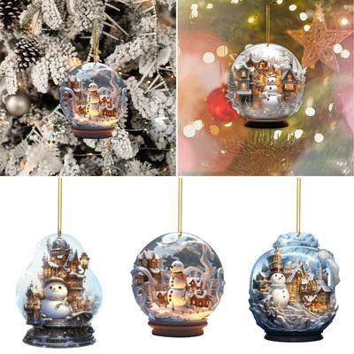Acrylic Flat Christmas Character Pendant Multifunction Durable Material 2D Acrylic Pendant Gift Christmas Santa Pendant