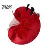 Zylinder mit starkem Clip, Fascinator-Hut mit Feder-Netzblumen-Dekor, Tanzkostüm Kopfschmuck für venezianische Karnevalsmaskeraden, Mottopartys, Bühne