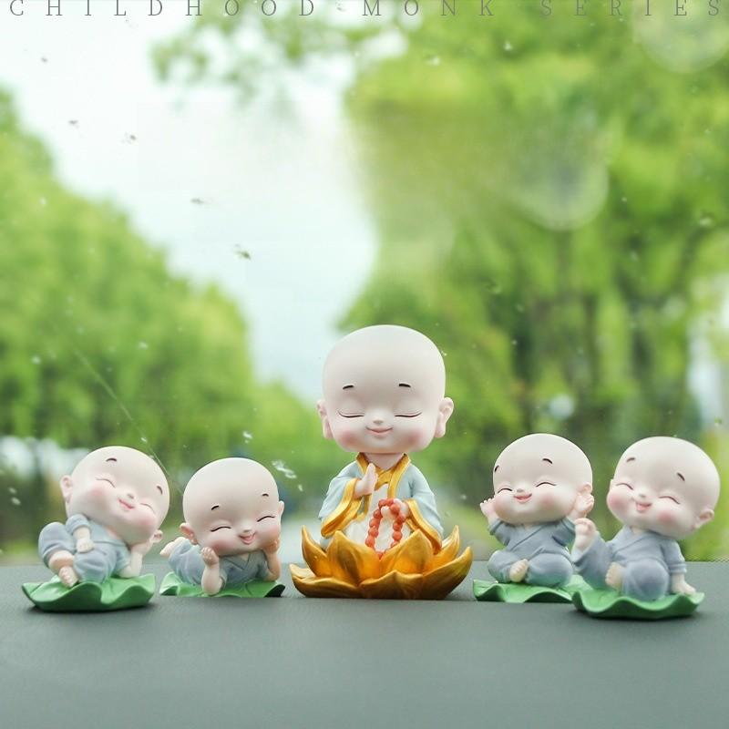 Childhood Monk Car Decor Resin Cartoon Ornament For Car Dashboard And Home Office