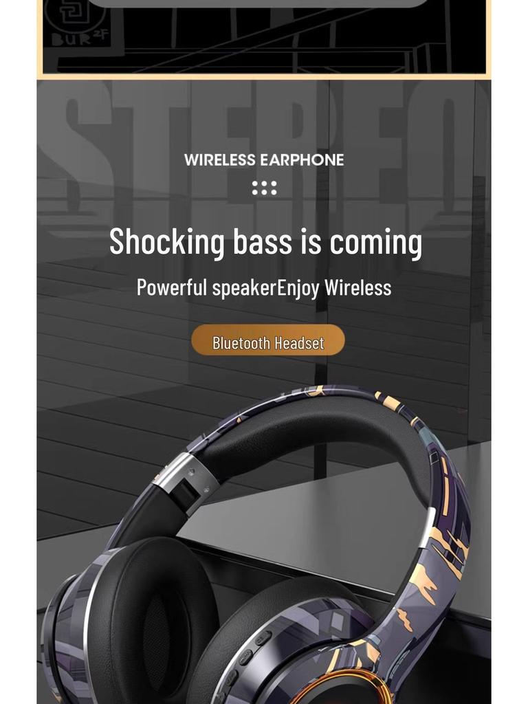 Noise-Cancelling Over-Ear Wireless Bluetooth Headphones with Card Slot and Long Battery Life for Gaming and Universal Compatibility