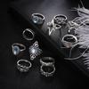 Europe, America, Vintage Diamond Engraved Starry Sky Gemstone 11-piece Combination Set Ring