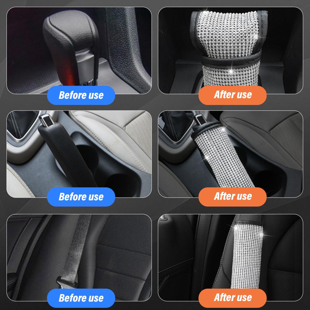 Car Shift Gear Cover Diamond Handbrake Protector Covers Crystal Shoot Gear Shoulder Guard Cover Auto Interior Decor Car Supplies