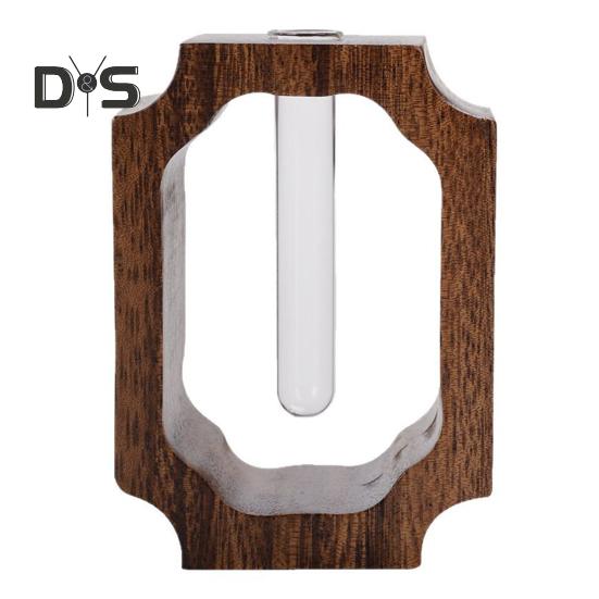 

Мини-ваза для пробирок, стеклянная ваза с рамой из цельного дерева, гидропонный цветочный горшок, прозрачная ваза для сухоцветов, украшение стола A