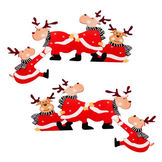 Christmas Door Topper Decoration Wood Santa Claus Reindeer Door Frame Corner Sign