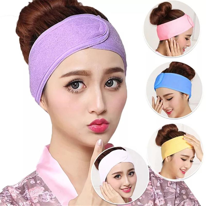 Flannel Headband Double Sided Stretchy Solid Color Head Wrap Hair Bands With Magic Stickers (9 X