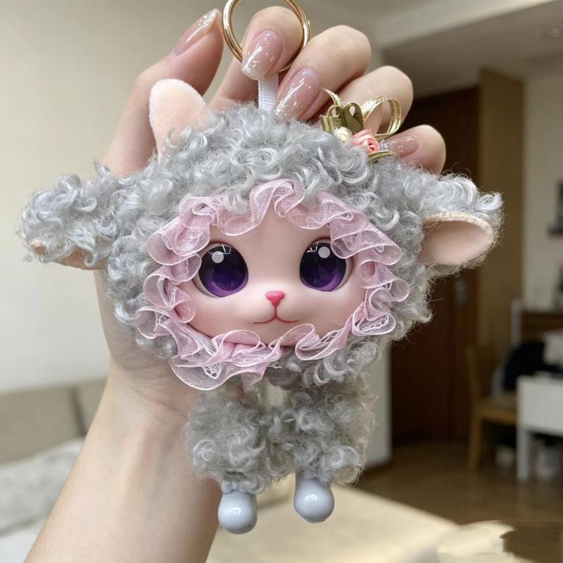 Cute Fluffy Lamb Plush Keychain Vinyl Doll Sheep Stuffed Backpack Pendant For Girls And Collectors Birthday Gifts