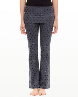 HOOPOE Signature Flare Fit Stretch Pants In Dot Print_Charcoal