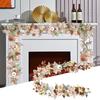 Halloween Garland For Mantle 5.9FT White Thanksgiving Pumpkin Autumn Garland Party Centerpieces For Bookshelf Kitchen Festival