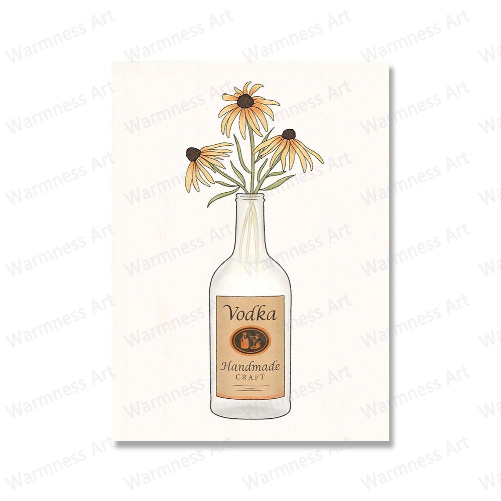 Liquor Peaches Tequila Vodka Flowers Bar Wall Art Canvas Painting Alcohol Posters and Prints Pictures For Living Room Home Decor No Frame