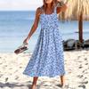 Sommer Neues Damen Blumenmuster Rundhals Lässiges Strandresort-Stil Ärmelloses Kleid