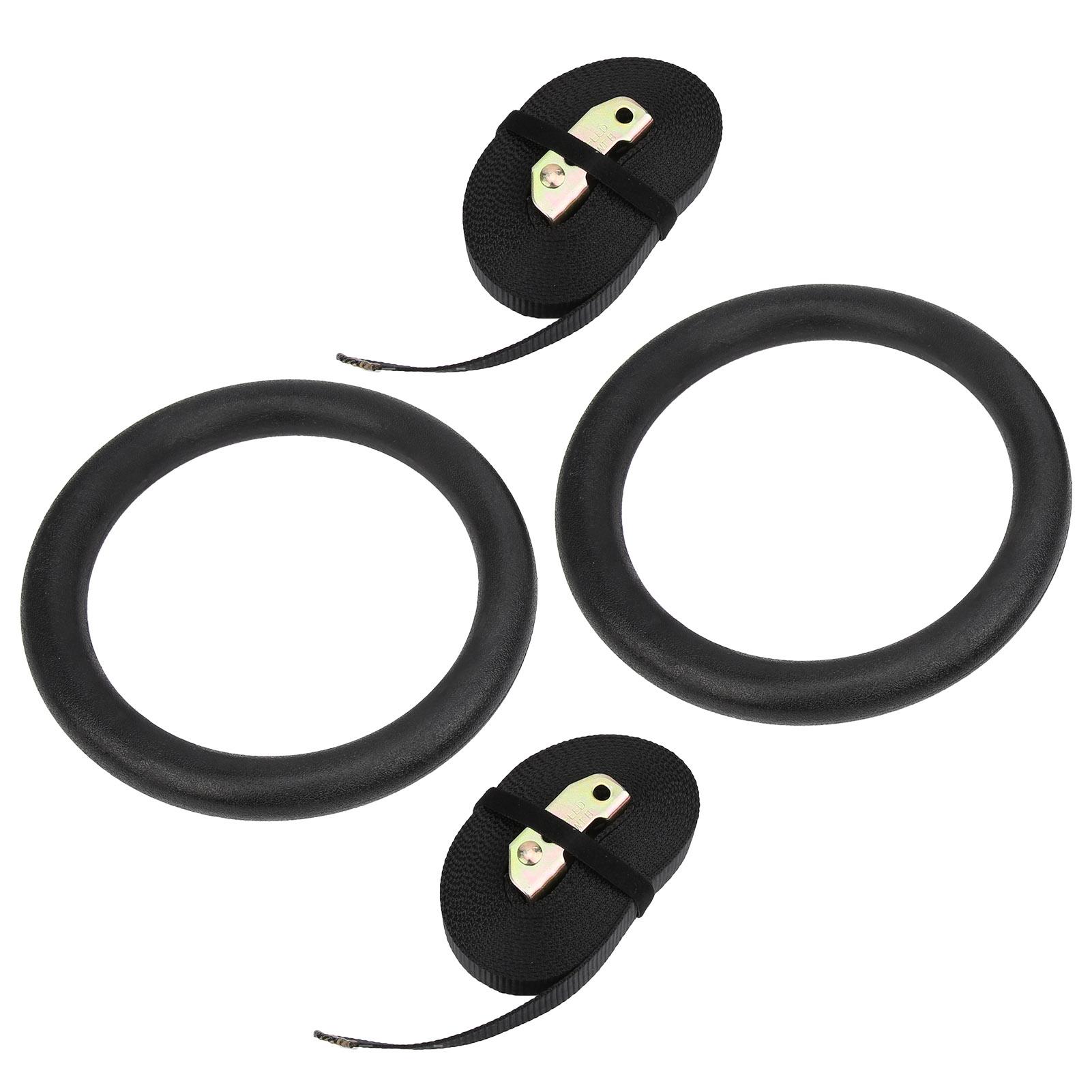 1Pair Exercise Gymnastic Hanging Rings Strength Training Indoor Fitness Supply Black