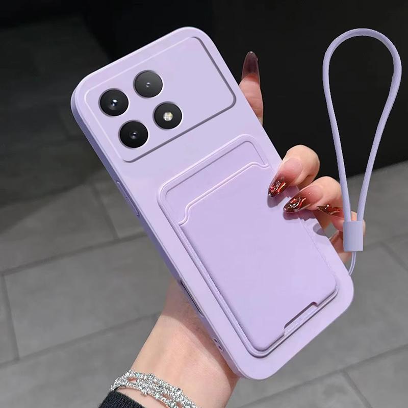 Liquid Silicone Card Slot Bag Holder Phone Case For XiaoMi Redmi 12C A A3 Note 14 13 12 Pro Plus 11 10 9 8 Wallet Cover