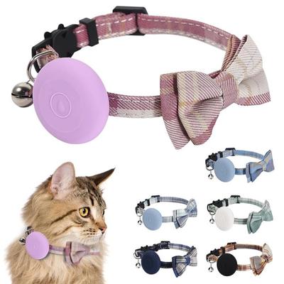 Adjustable Locator Holder Collar Bow Tie Cat Collar Bow Tie Pet Collar With Bell for Airtag Pet Cat