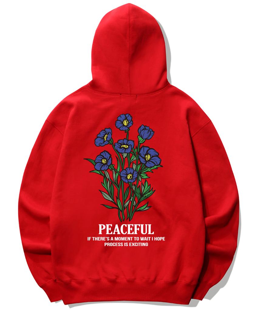 Blue Flower Bundle Graphic Hoodie - Red