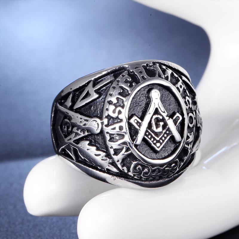 Stainless Steel Masonic Rings for Men Freemasonry Ring Punk Hip Hop for Biker Male Boyfriend Jewelry Creativity Gift Wholesale