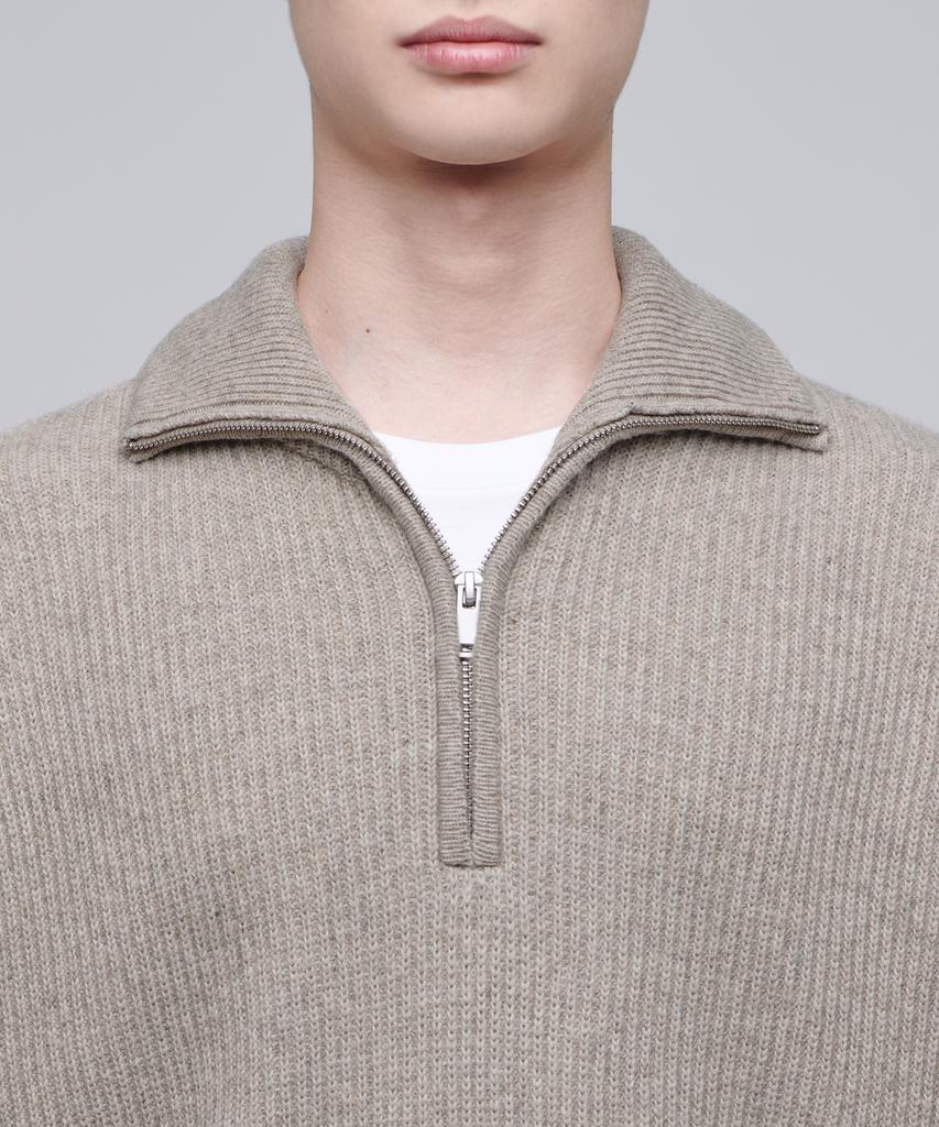 Musinsa Standard Relaxed Ribbed Half Zip Knit [Oatmeal]