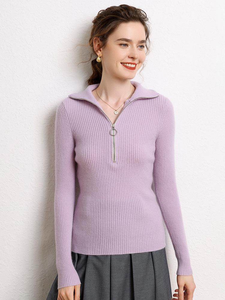 Women's Soft Cashmere Half-Zip Lapel Sweater - Slim Fit, Warm & Gentle Winter 2026 Style