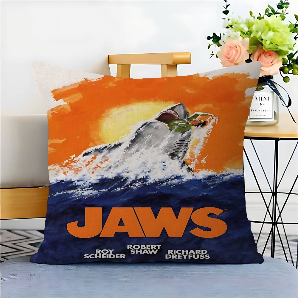 J-JAWS Movie Cushion Cover Inches Farmhouse Decor Home Throw Pillow Covers For Couch Decorations