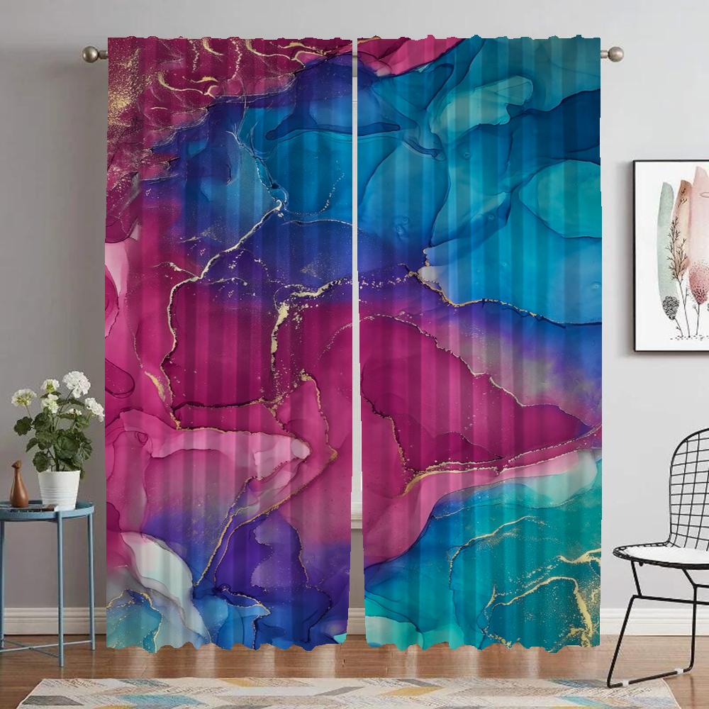 Halloween Dekoration Marmor Vorhänge für Wohnzimmer Vorhang Mückenschutzvorhänge 2 Stück Jalousien Tüll für Schlafzimmer Trennwand