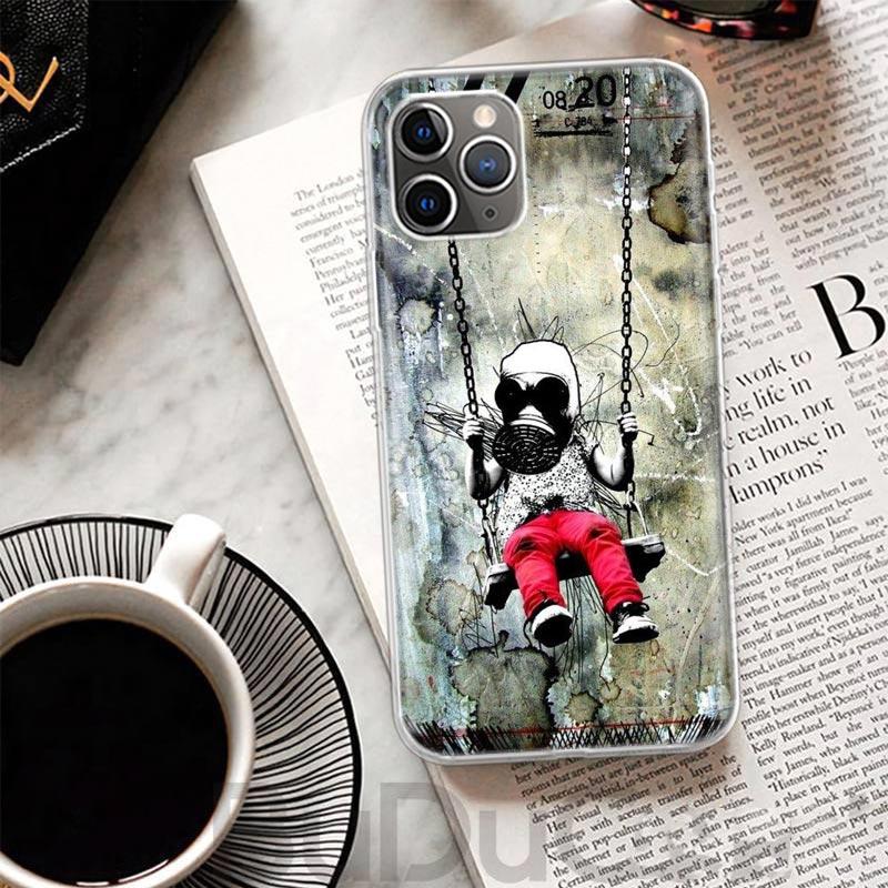 Street Art Banksy Graffiti Cover For iPhone 16 15 14 13 12 11 Pro Max Apple Phone Case X XS 7 Plus 8 + Art Customized Print Shel