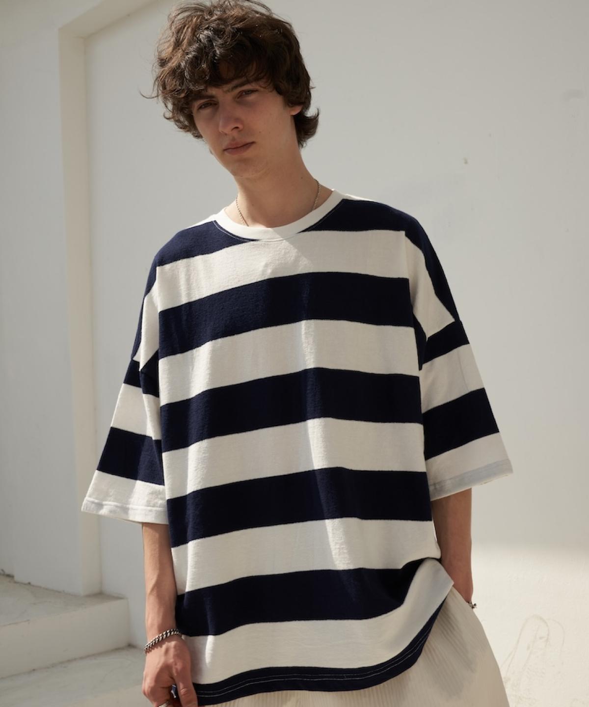 Tener Striped Boxy T-Shirt (Navy) Free