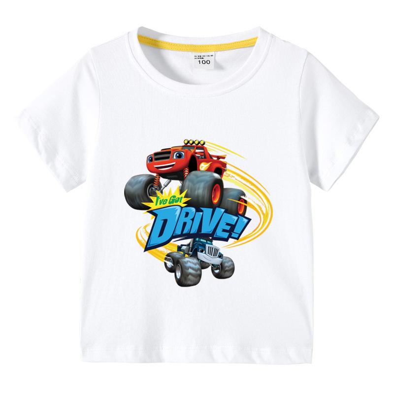 Blaze And The Monster Machines Cartoon Funny Tshirt Childrens Summer Short Sleeved Tees Girls Boys Tops Clothes Birthday Gift