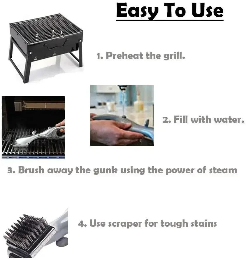 Barbecue grill steam cleaning brush barbecue cleaner suitable for charcoal scraper, gas accessories, kitchen tools