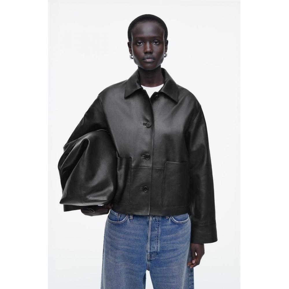 

Cos Japan Boxy Color Leather Jacket Black/XXS