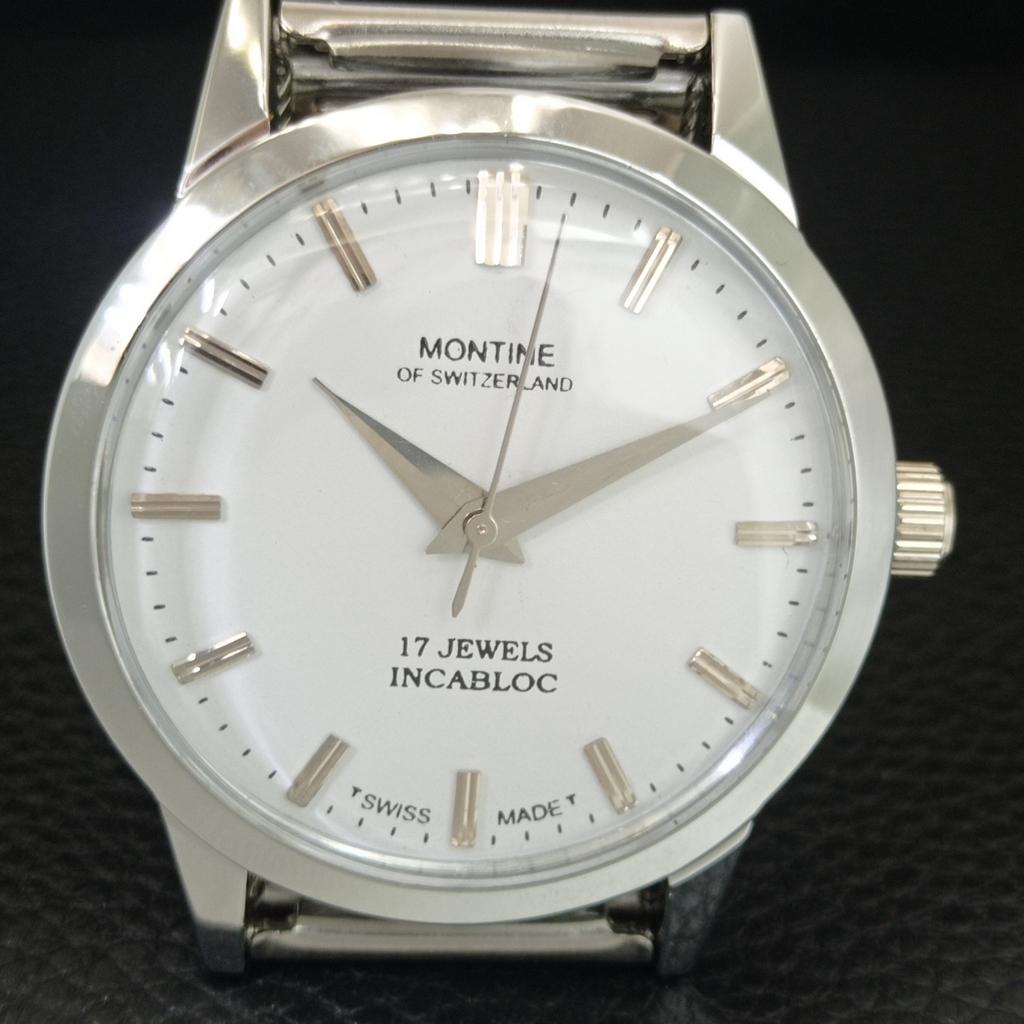 ВИНТАЖНЫЕ МУЖСКИЕ ЧАСЫ MONTINE SWISS С РУЧНЫМ ЗАВОДОМ, ОТРЕСТАВРИРОВАННЫЕ, БЕЛЫЙ ЦИФЕРБЛАТ a445187-1