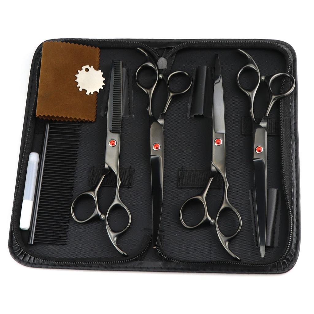 6.0/7 Inch, Color 4 Packs, Pet Beauty Scissors, Straight Scissors, Set Steel Comb Cross-Border
