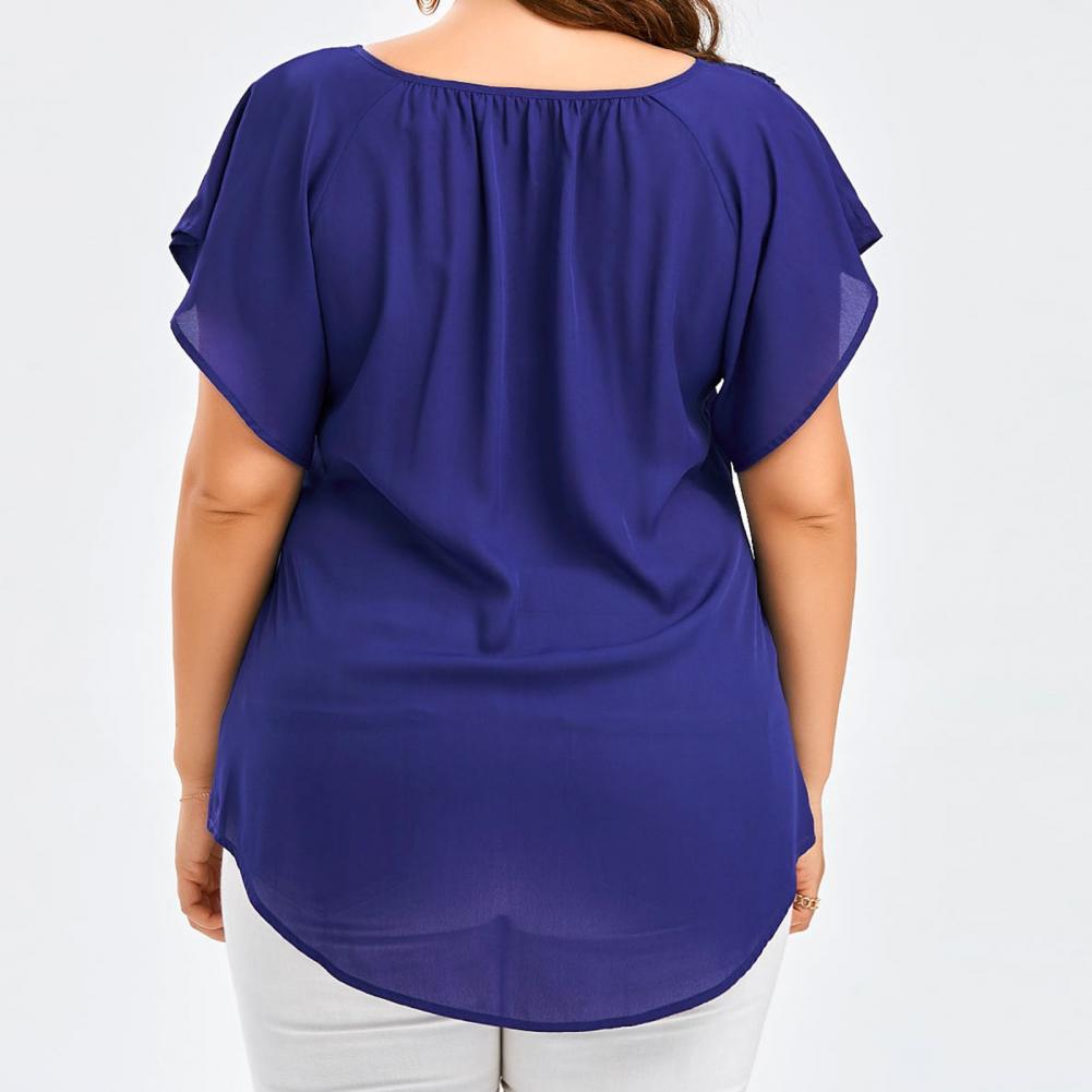 Bluzka damska plus size z dekoltem w serek, rozkloszowanymi rękawami, casualowy top, sukienki damskie plus size, odzież damska plus size, duży rozmiar 4XL 5XL