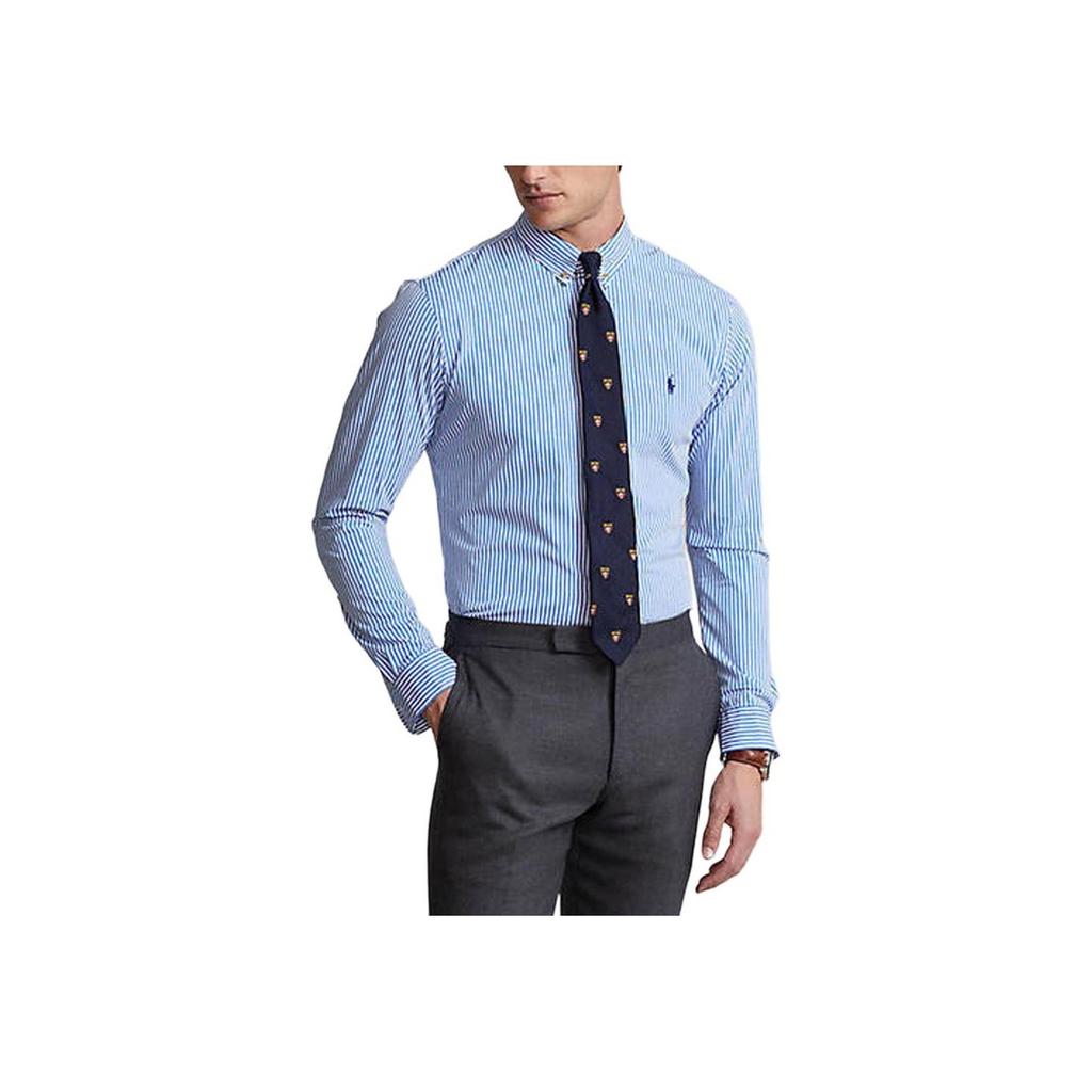 Polo Ralph Lauren SS23 Classic Striped Stretch Poplin Long Sleeve Shirt Men shirts Blue MNPOWOV16822317-400