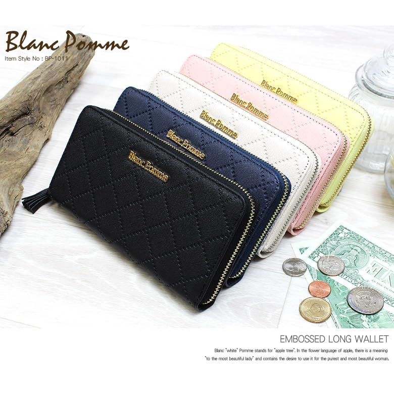 Blanc Pomme Damen-Langbörse mit Rundum-Reißverschluss, Weiß, bp-1011