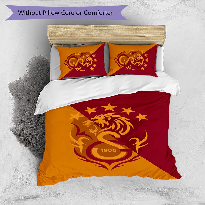 Set Lenzuola 3 Pezzi Stampato Galatasaray FC Traspirante Copripiumino con Federe Biancheria da Letto Decorativa per Camera da Letto Casa