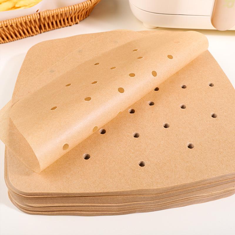 Square Oil-Absorbing Air Fryer Paper with Holes for Baking, Oven, and Steaming