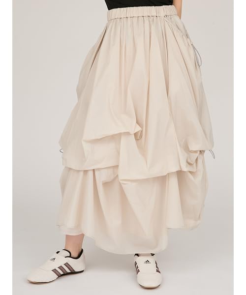 Emi Tucked Drawstring Volume LGRY Women's Skirt, 13WFS254079,