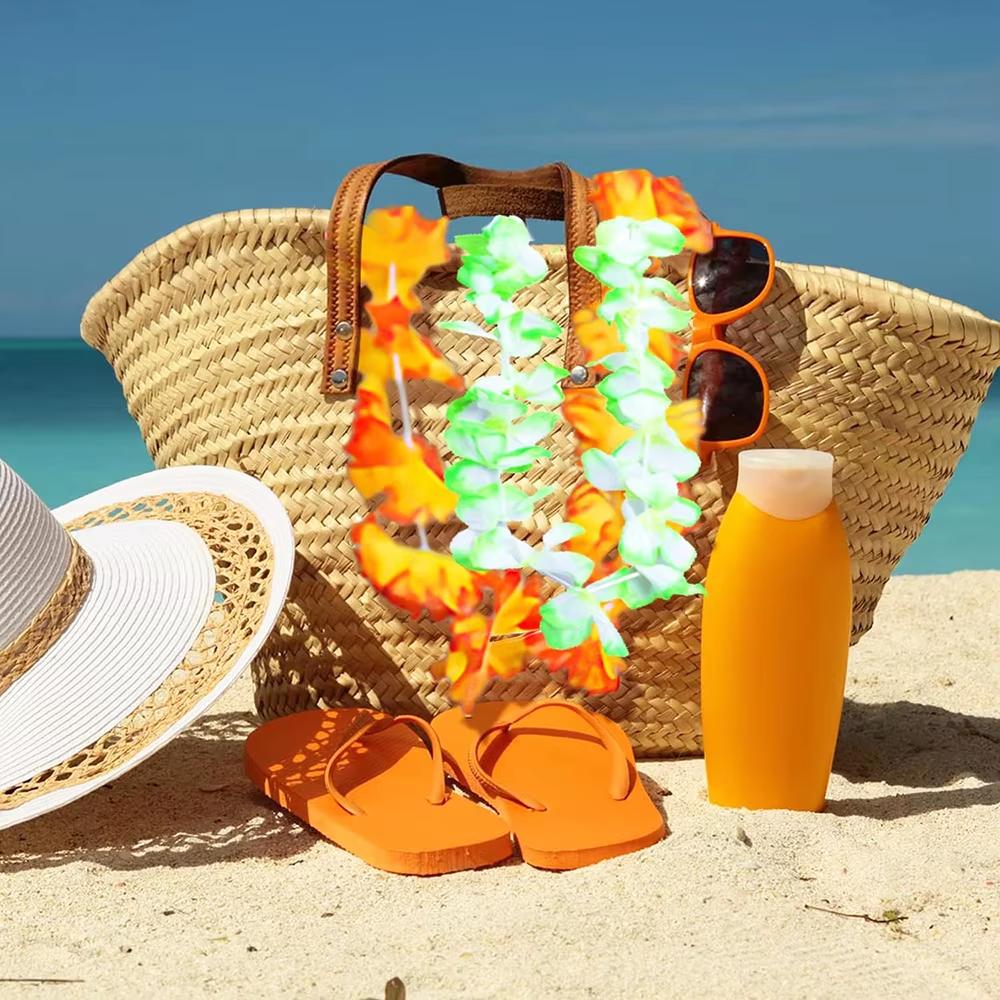 24/36pcs Hawaiian Leis Bulk Luau Party Colorful Tropical Flower Necklace Leis Summer Beach Hula Dance Party Decorations Supplies
